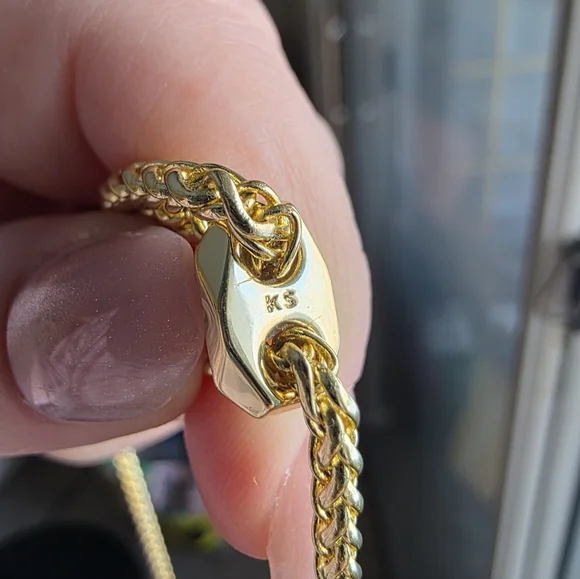 NEW Kendra Scott Layne Gold Statement Necklace Pink Iridescent Abalone - Picture 9 of 10